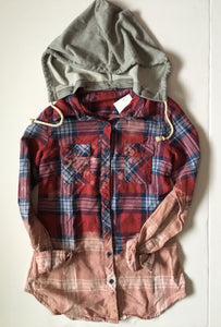 Distressed Flannel w/ Hood - ADULT XS