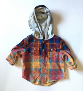 Distressed Flannel w/ Hood - 18M