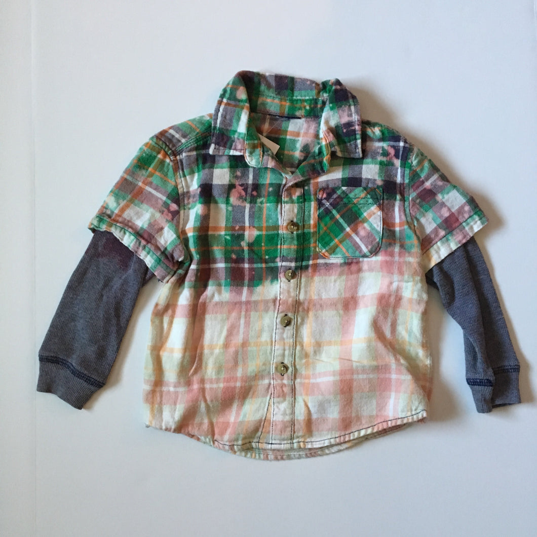 Distressed Flannel w/ sleeves - 4T