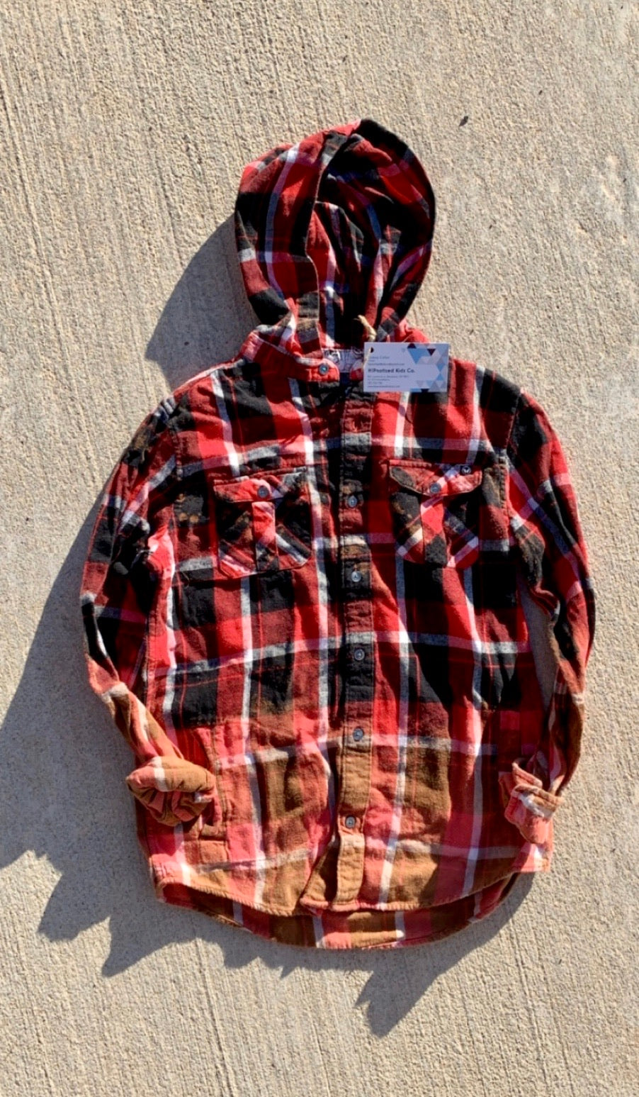 Distressed Flannel with a Hood - Youth 12