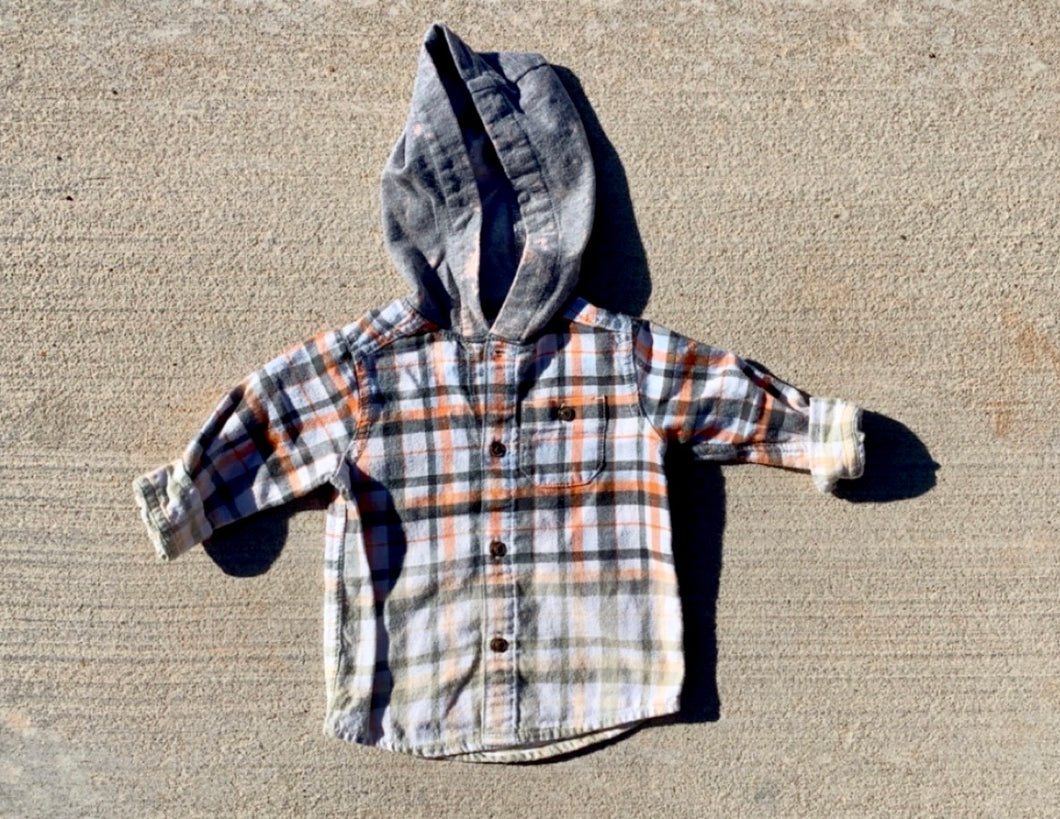 Distressed Flannel with a Hood - 9M